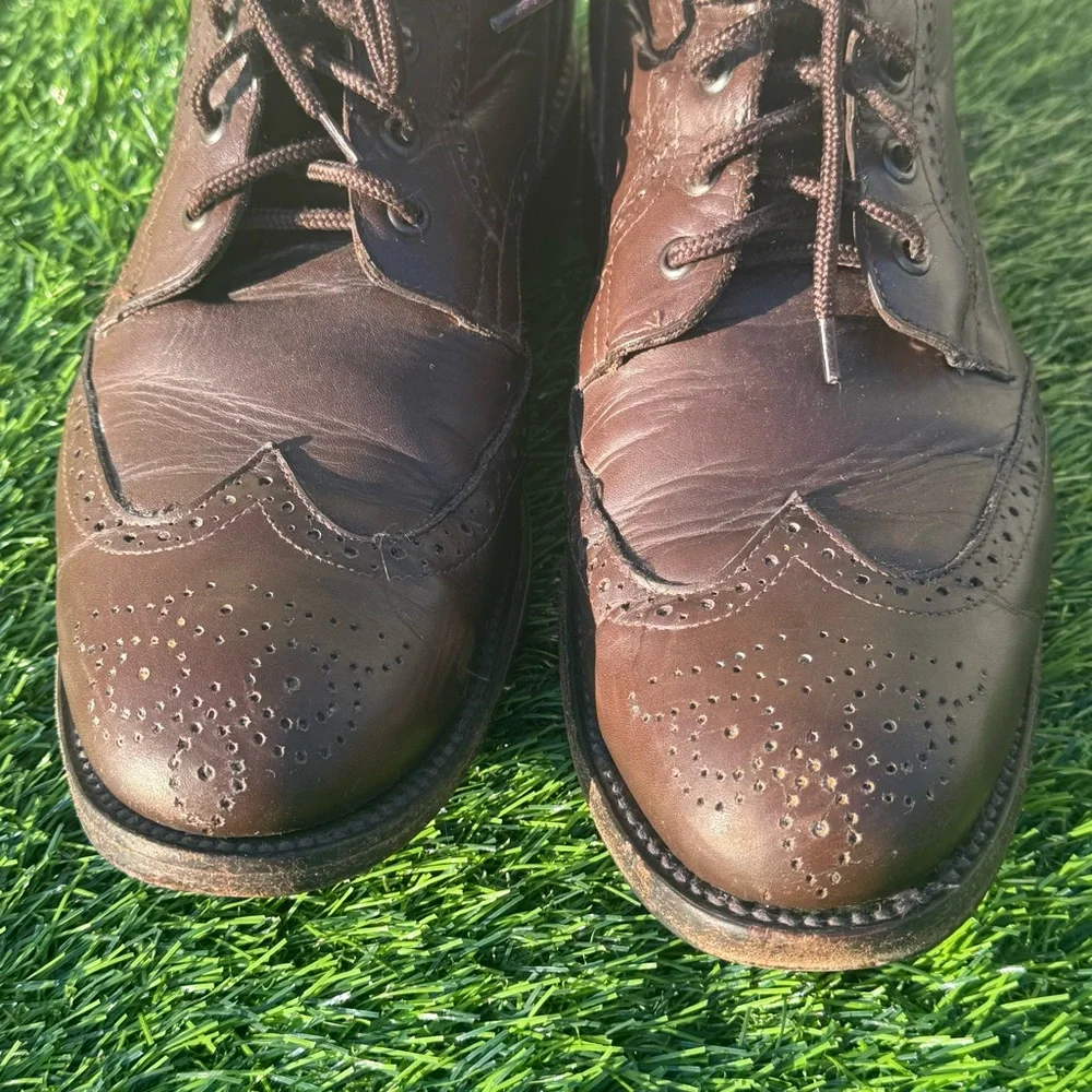 John Doe Shoes Men’s Size 11 Brown Leather Wingtip Brogue Lace-Up Boots